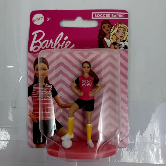 🔥4/$20 Barbie Mini Figure Cake Topper NEW -Barbie Sport Soccer Barbie Doll - Picture 9 of 9